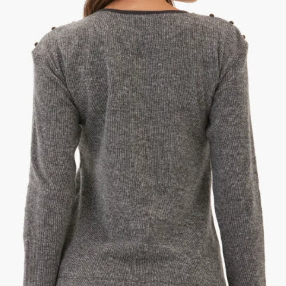 Threads 4 Thought Elissa Ribbed Knit Top Snap Shoulder Gray Long Sleeve S - Picture 3 of 11